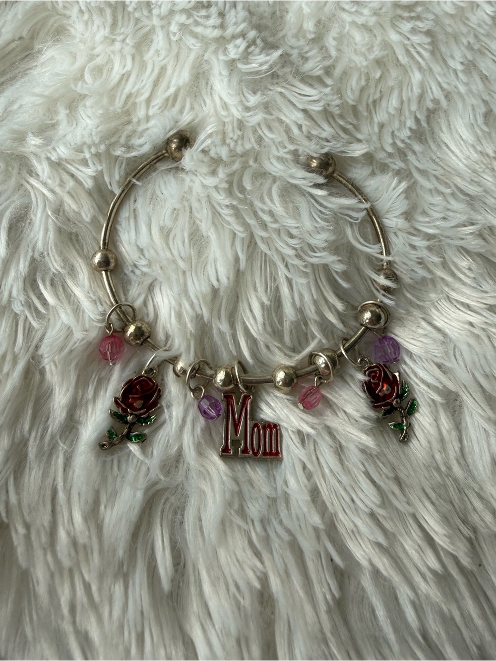 “Mom” Rose Charm Bangle